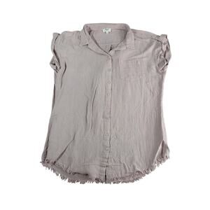 UMGEE Shirt Womens Large Blush Pink Top Boho Flowy Button Up Fray Detail